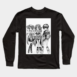 Drawing of Three Chibi Girls 2003 Long Sleeve T-Shirt